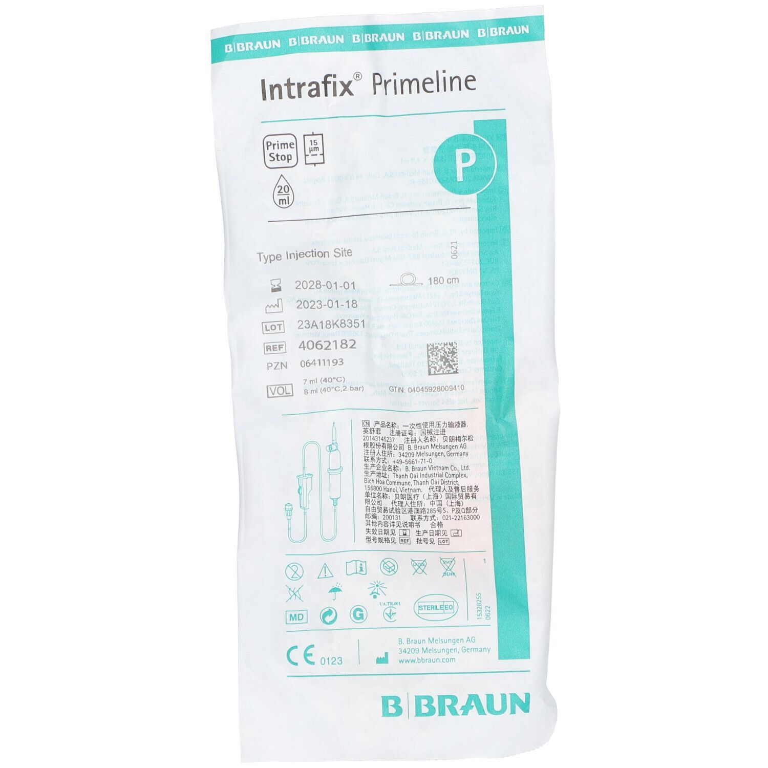 Intrafix Primeline Stan.180 cm m.Injektionsport 1 St Infusionsset