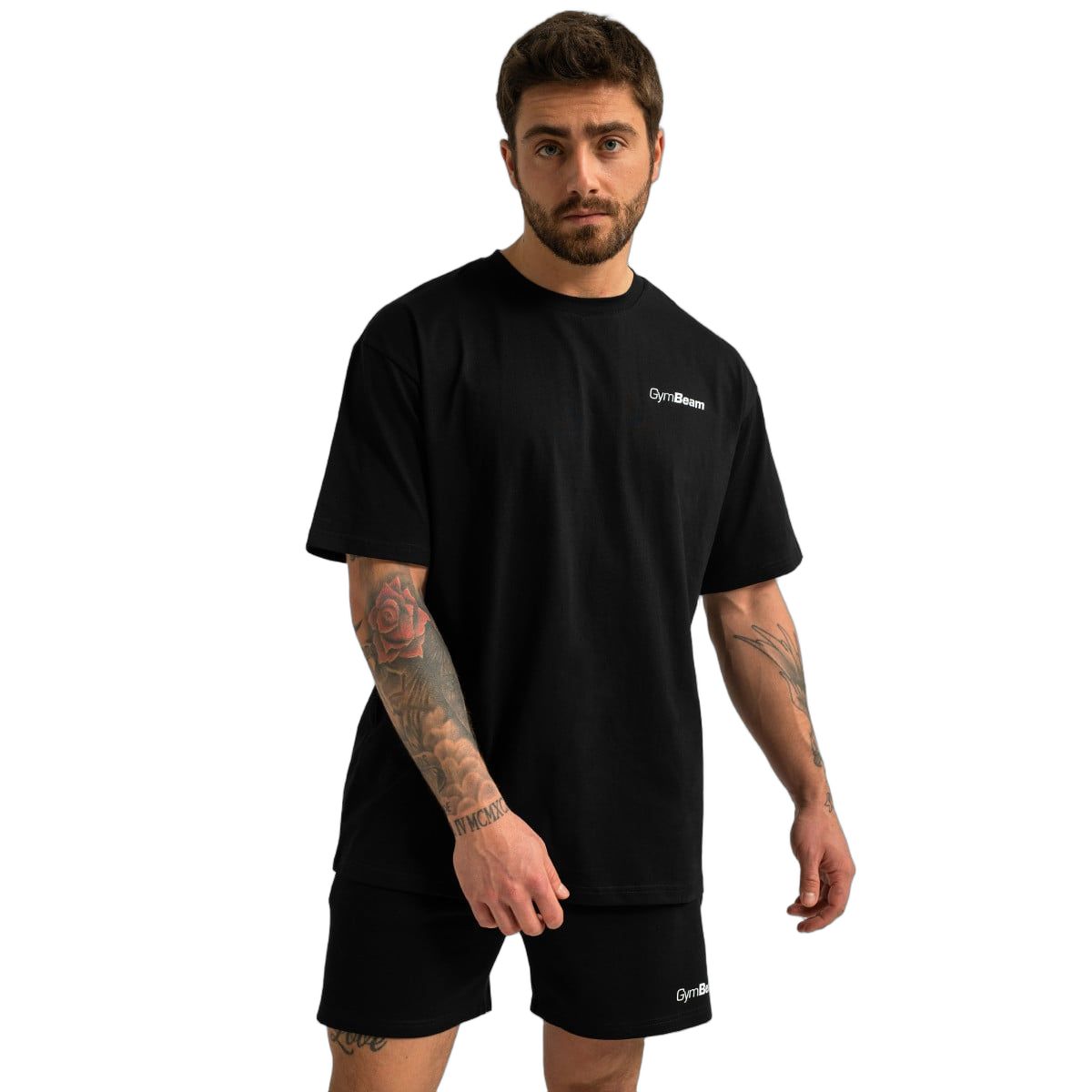 GymBeam Shorts Herren regular Limitless Schwarz mit Kordelzug und Taschen