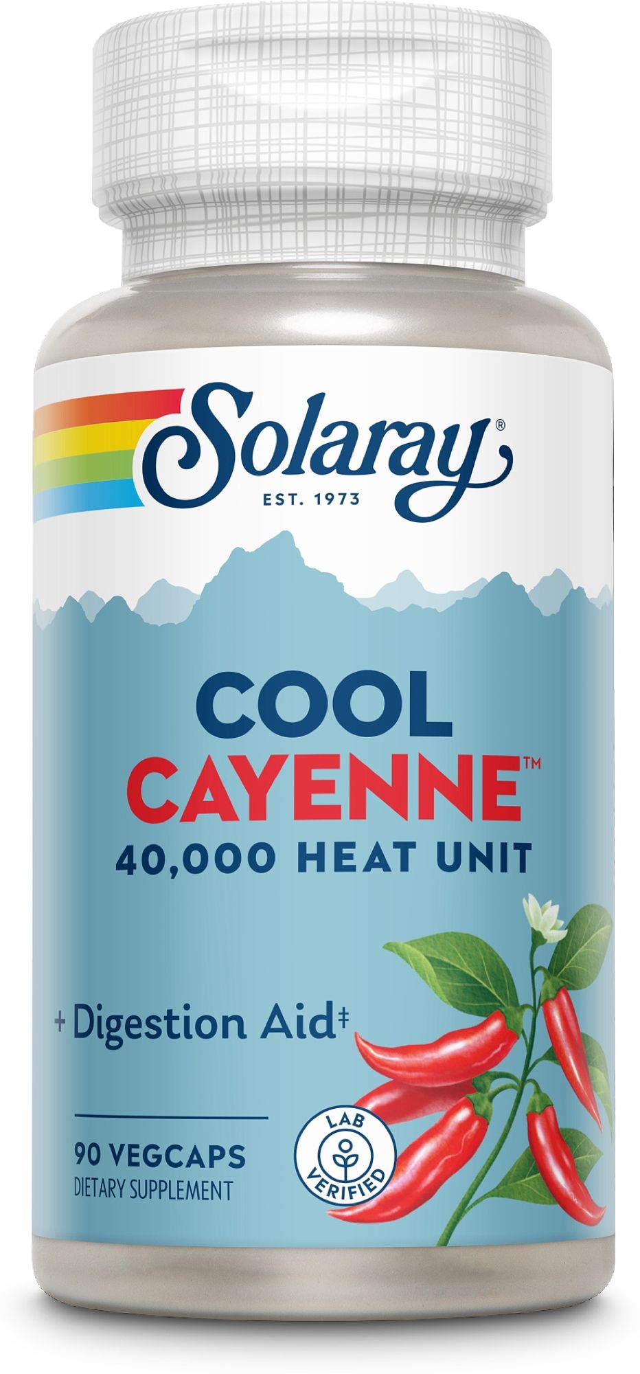 Solaray Cool Cayenne Flasche mit 90 Vegicaps, Verdauungshilfe.