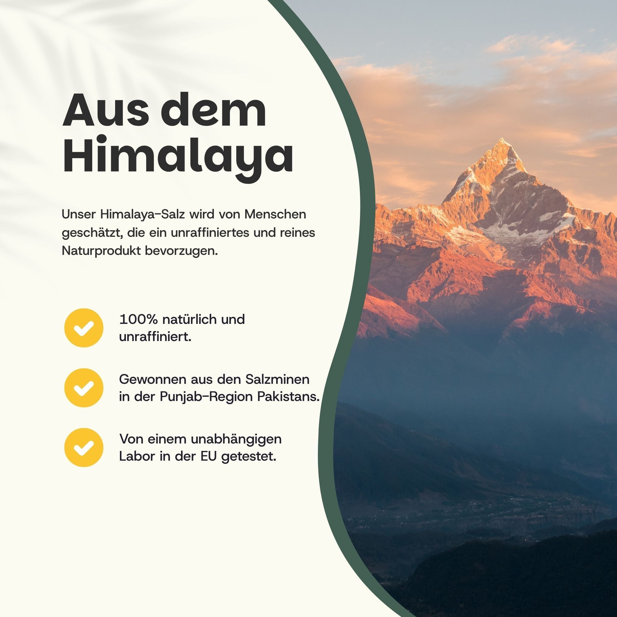 Himalaya-Salz: 100% natürlich, unraffiniert, aus pakistanischen Salzminen, EU-Labor getestet.