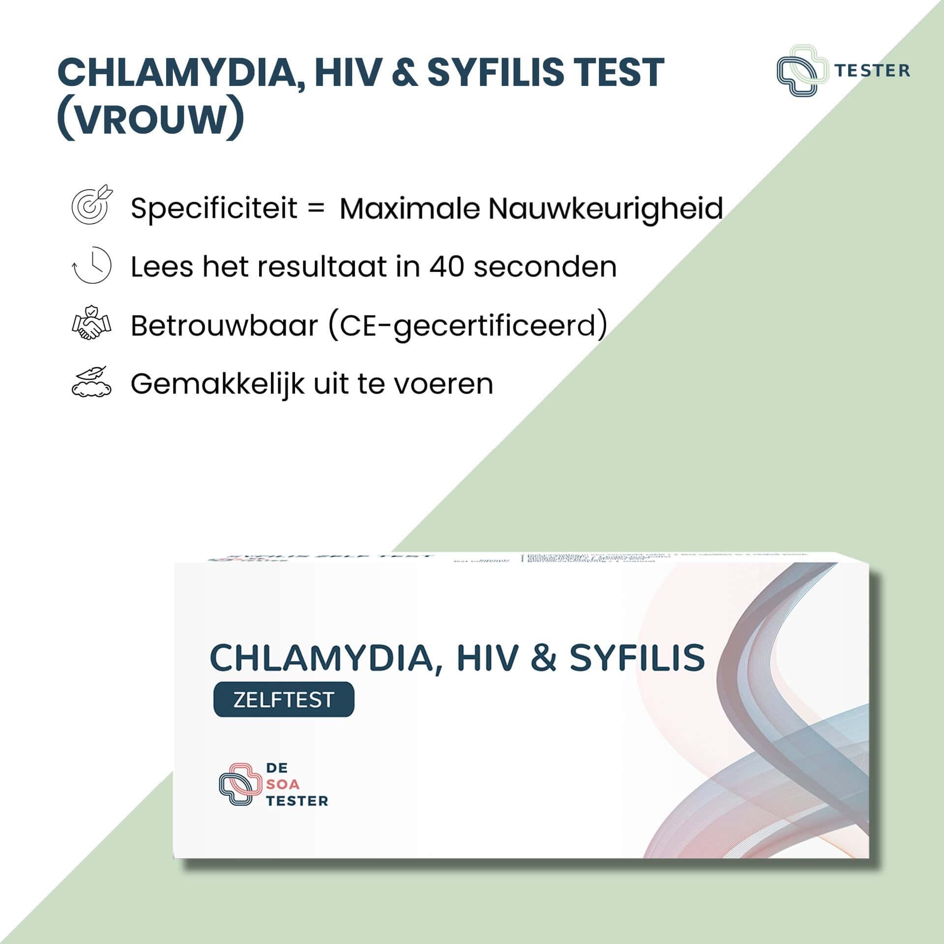 Tester - Chlamydien, HIV und Syphilis Test (Frau) - für Zuhause - Schnellergebnis