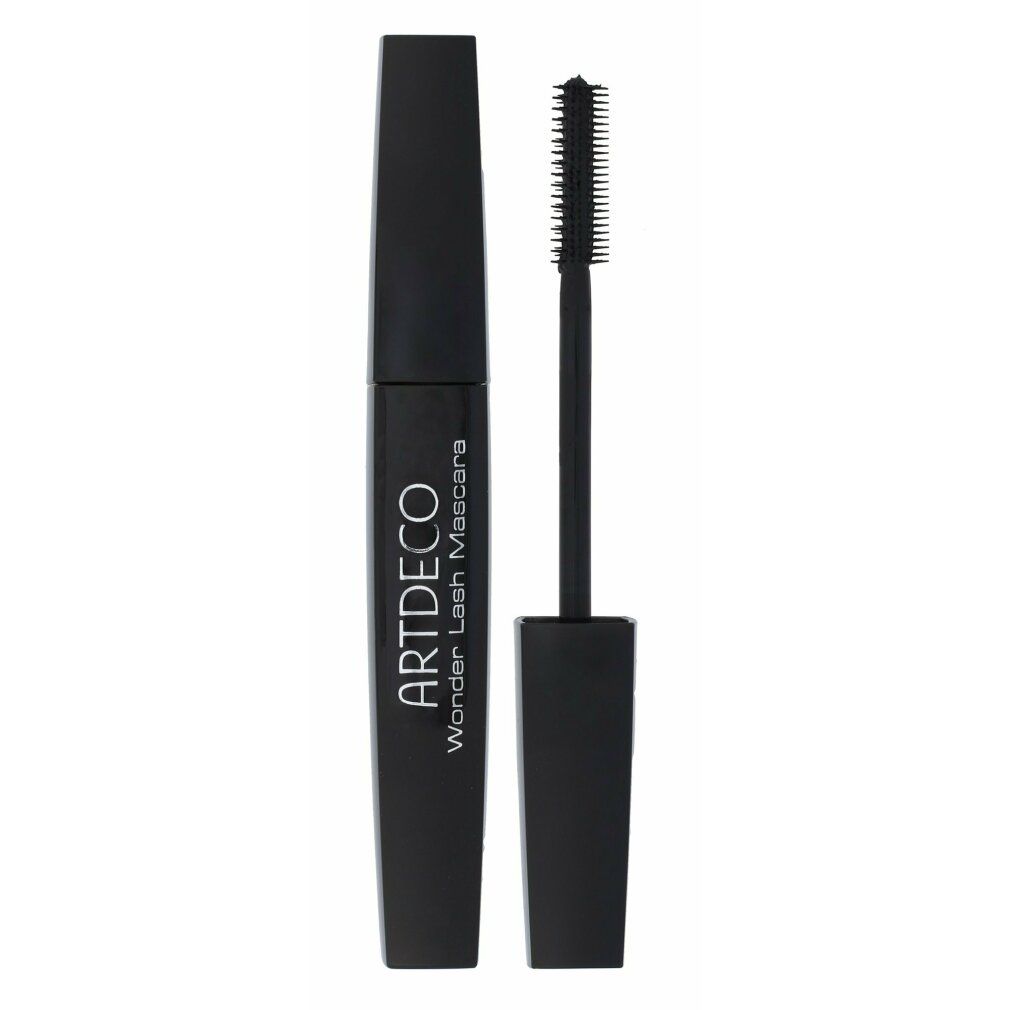 Schwarze Mascara-Tube und Bürste. Auf der Tube steht "ARTDECO Wonder Lash Mascara". Bürste ist herausgezogen.