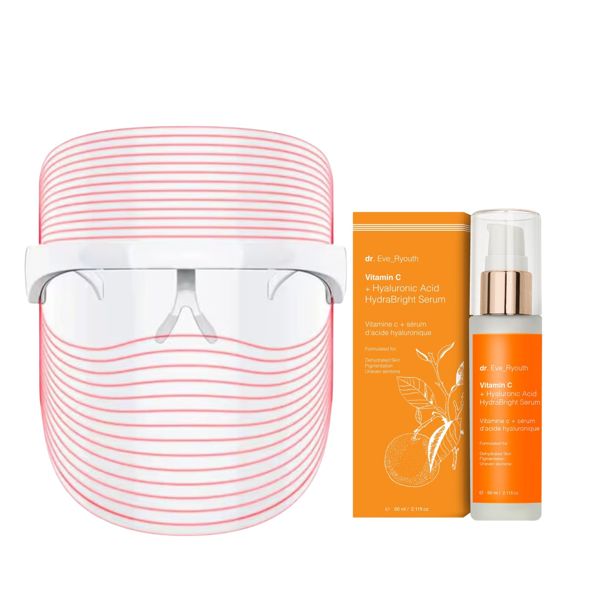 Dr Eve Ryouth Kabellose LED Maske 3 Farben mit Vitamin C Hydrabright Serum