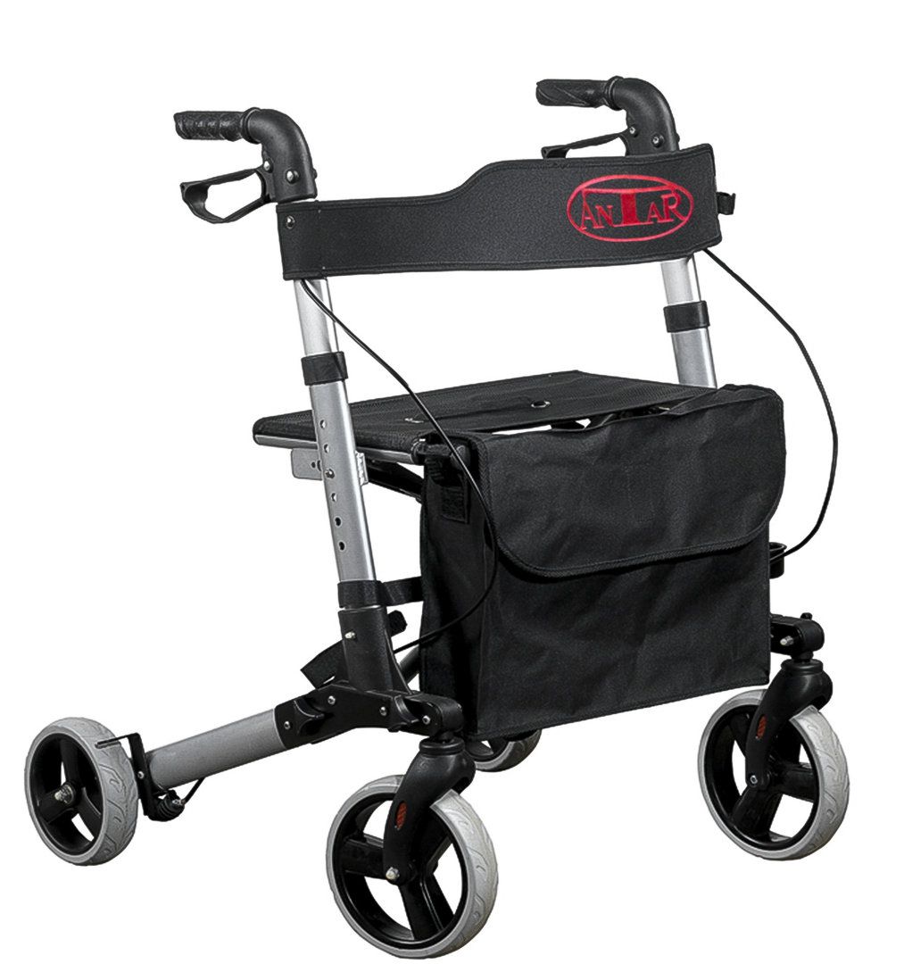 Antar - AT51006 Reise Rollator 3-fach faltbar für Flug Auto Reise *SUPERKLEIN* silber