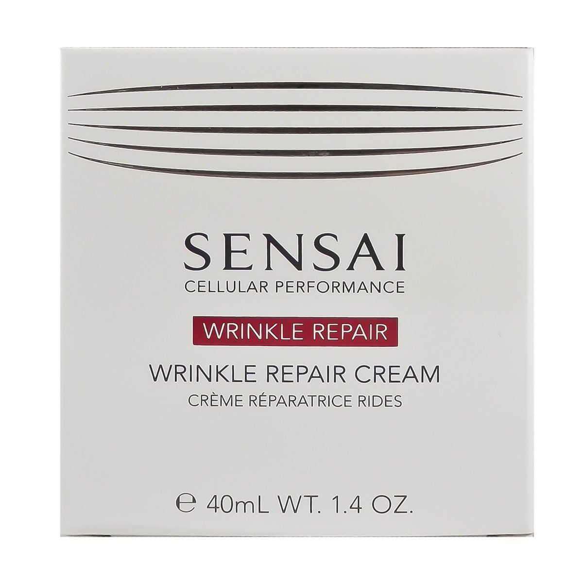 Weiße Verpackung mit Aufschrift: SENSAI CELLULAR PERFORMANCE WRINKLE REPAIR. Enthält 40ml.