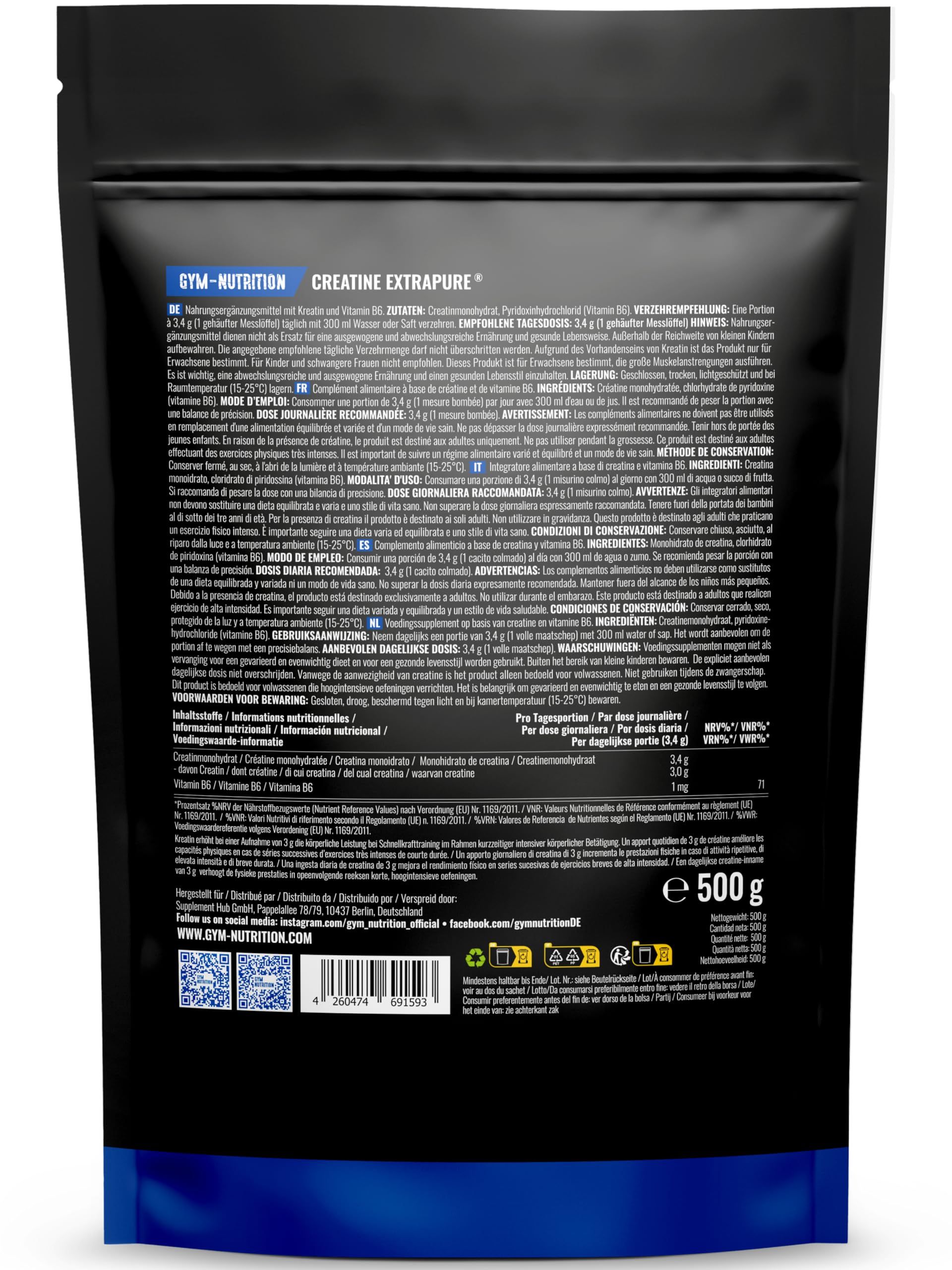 Gym Nutrition Creatin Monohydrat Pulver