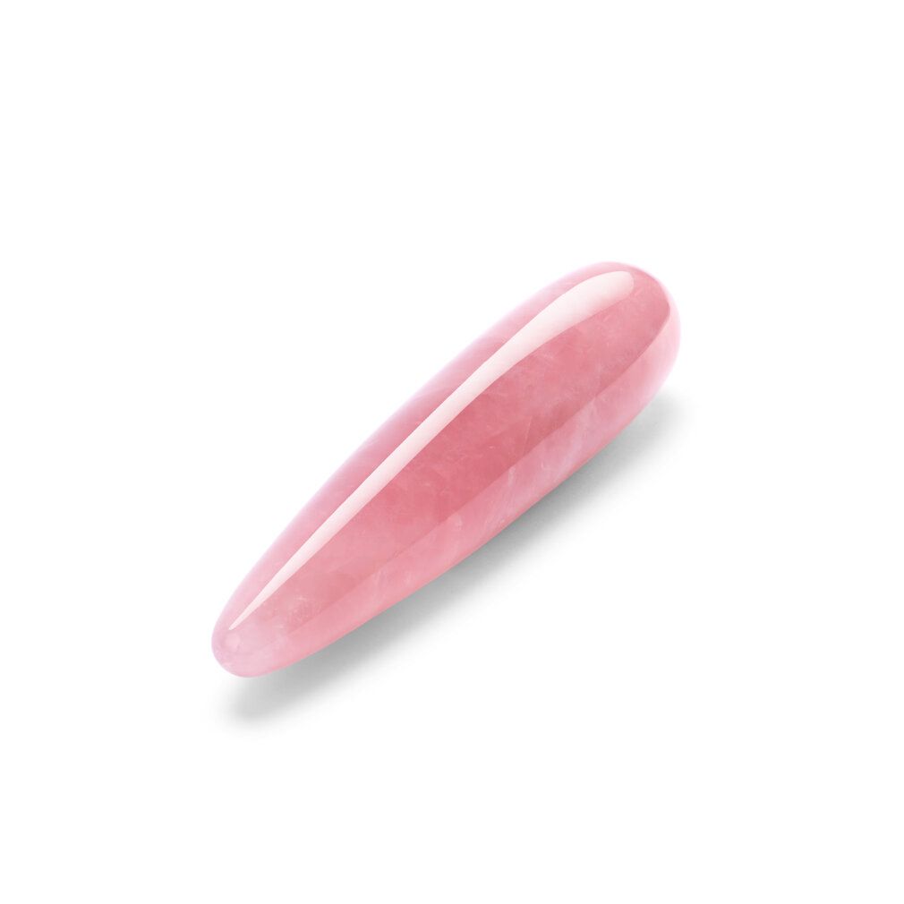 Rosa Kristall-Wand. Tropfenförmig, glatte Oberfläche. Blick von oben. Rosa Farbton.