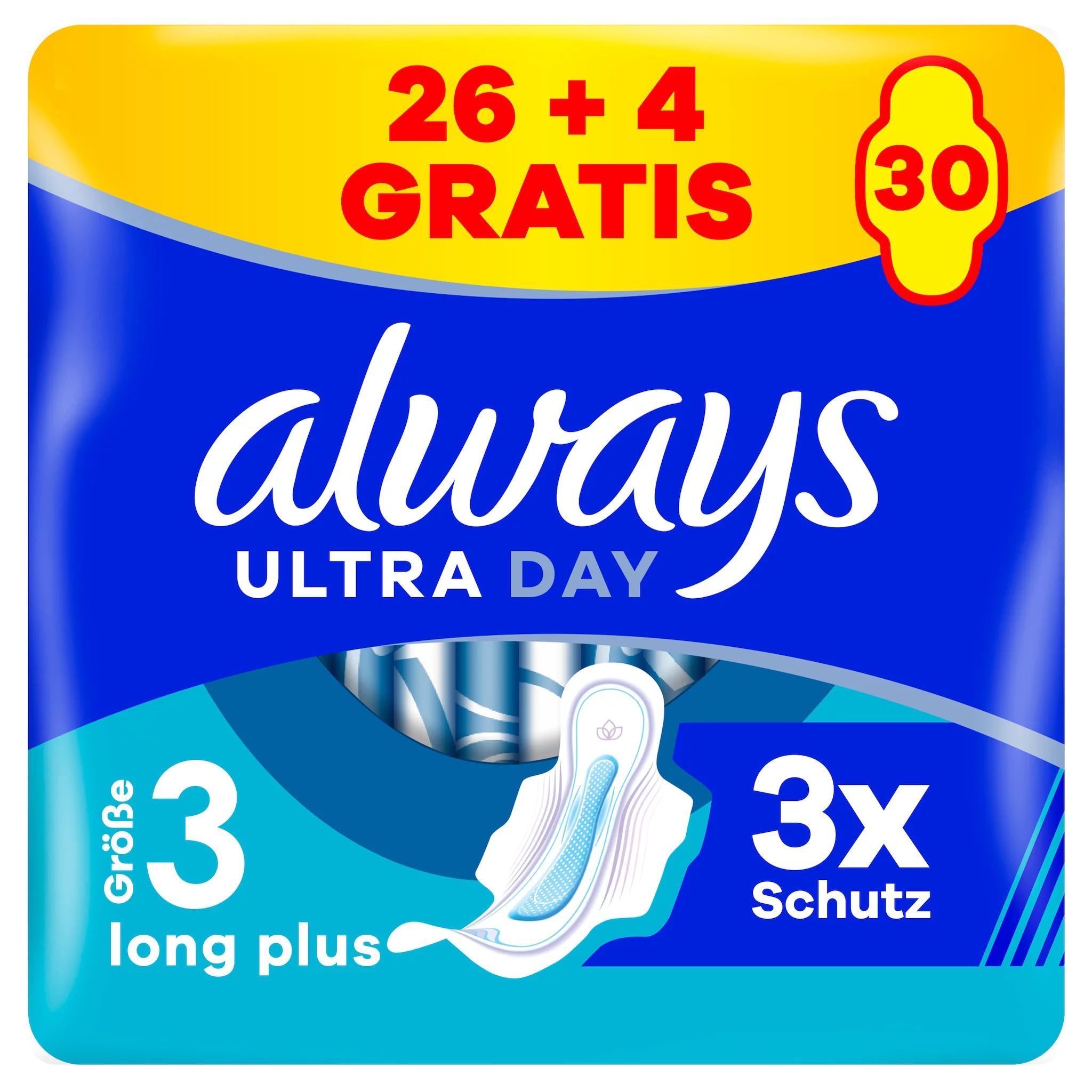 always Ultra Binde Long Plus Gigapack 26+4 Gratis Binden mit Flügeln 30 St
