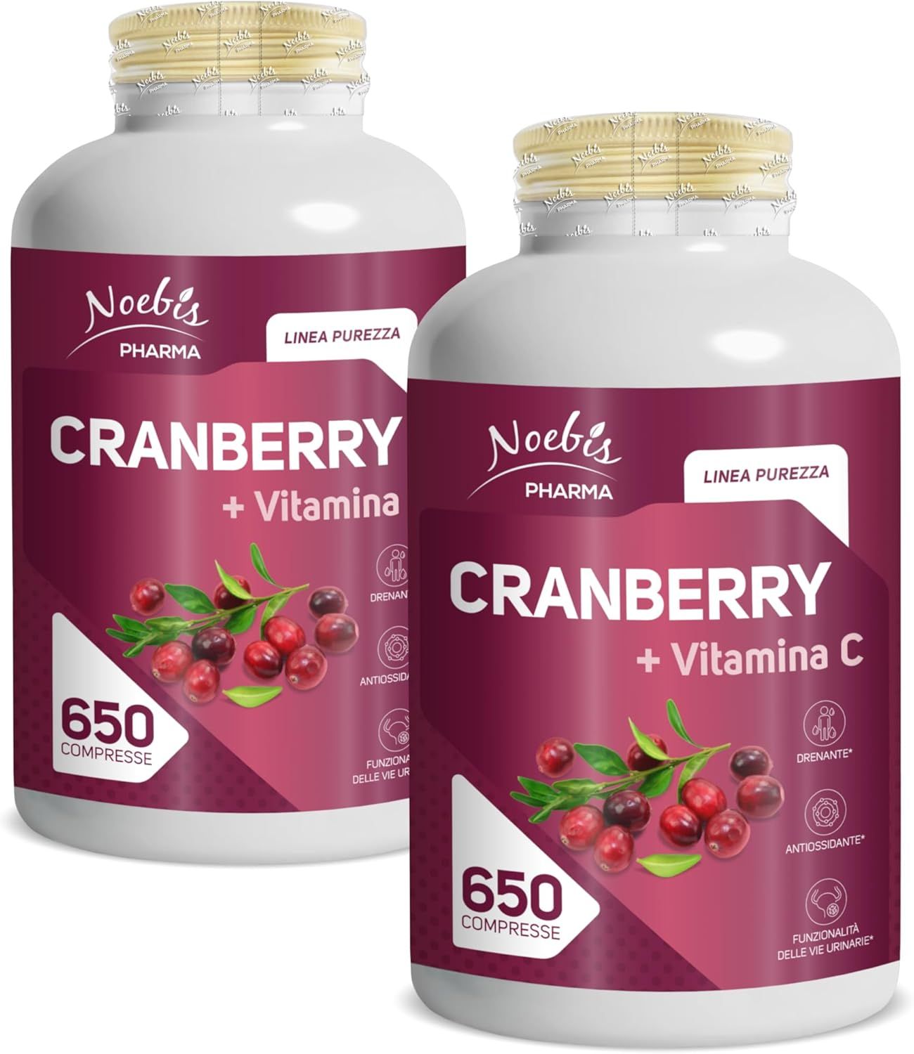 Noebis Pharma Cranberry (Mirtillo Rosso) + Vitamina C – 650 Compresse