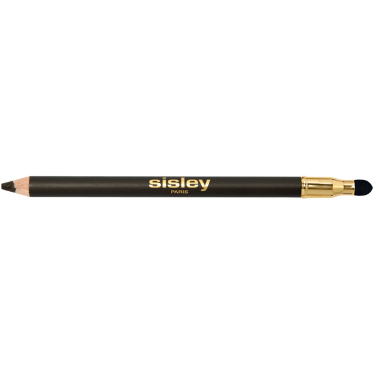 Sisley Phyto-Khol Perfect Eyeliner. Dunkelbrauner Stift mit goldfarbenem Schriftzug und Schwämmchen-Applikator.