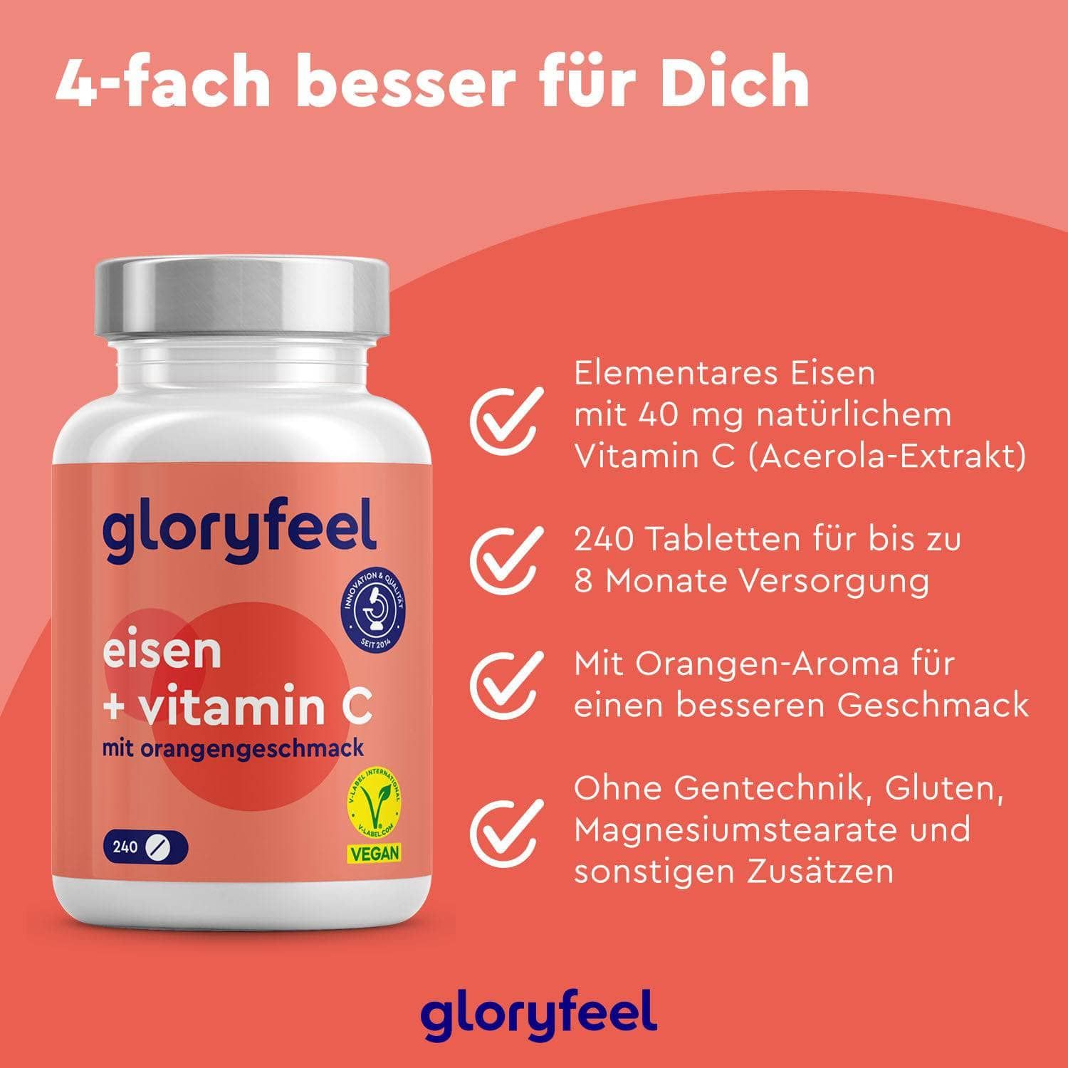 gloryfeel® Eisen + Vitamin C Kapseln