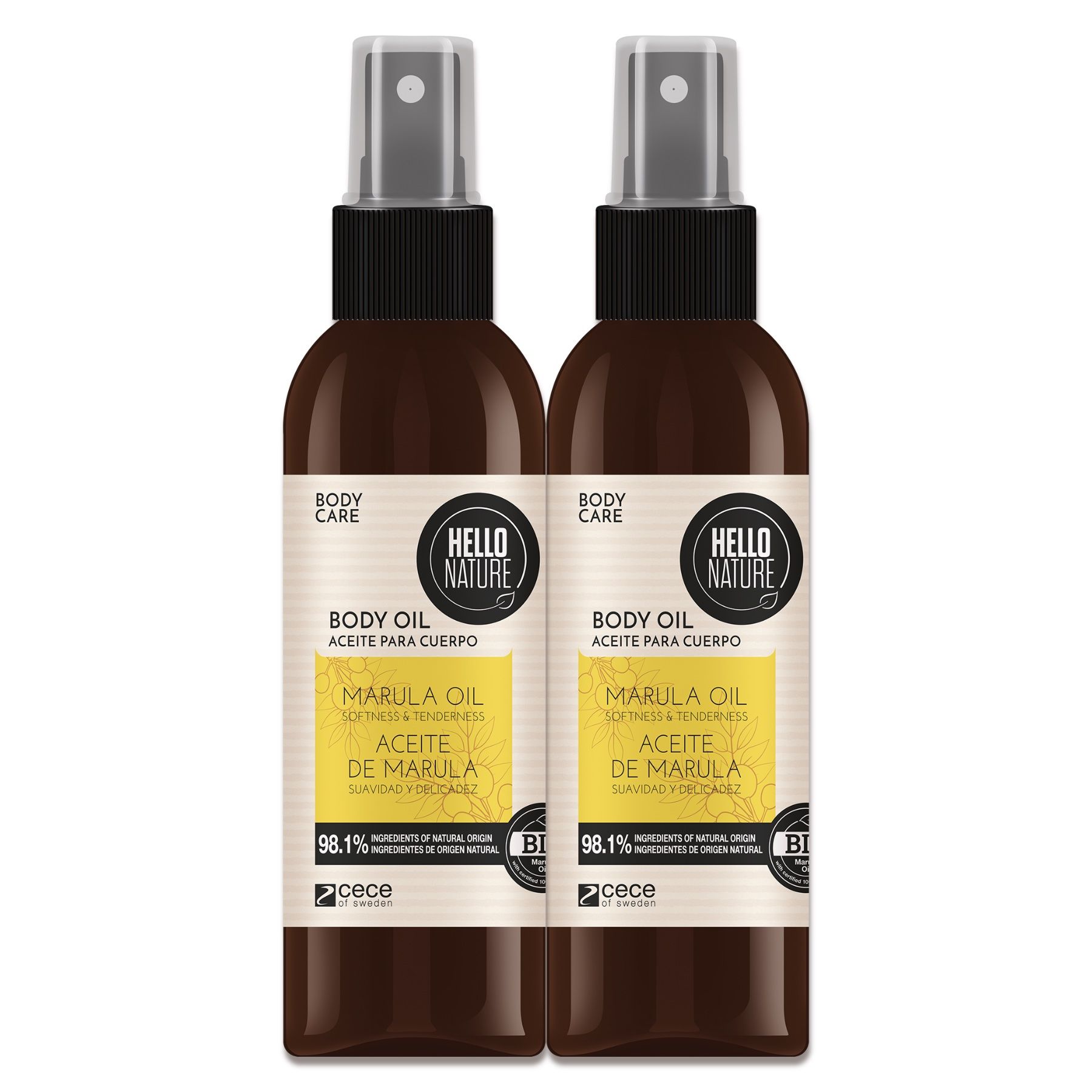 Hello Nature Körperöl mit Marula Öl für Körperpflege 2x130 ml