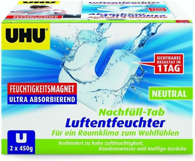 UHU Feuchtigkeitsmagnet Nachfülltab, Innovative Nachfülleinheit für handelsübliche Luftentfeucht