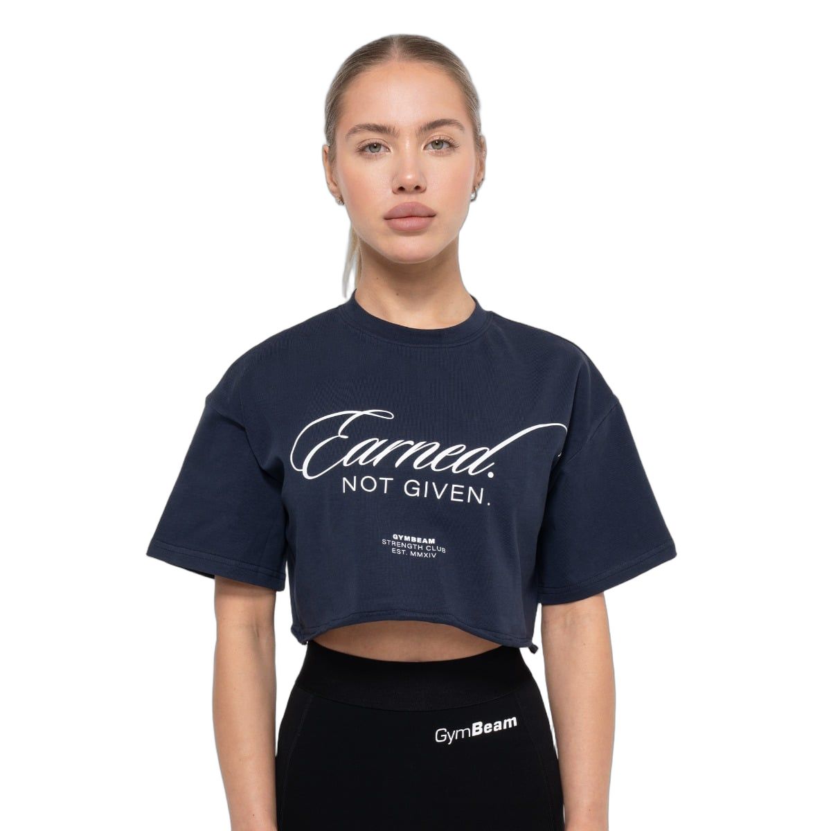 GymBeam T-Shirt Damen cropped oversized mit Rundhalsausschnitt in Midnight 1 St