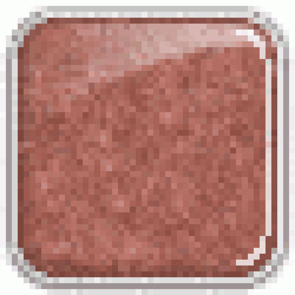Quadratischer, roter Lidschatten in einem quadratischen, silbernen Rahmen. Glänzende Oberfläche.