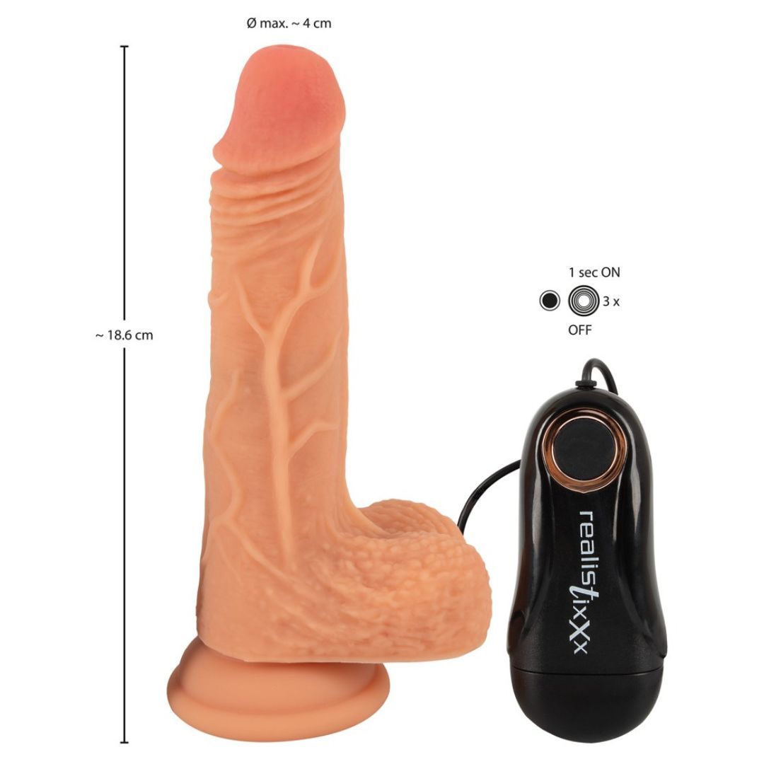Dildo Vibrator „Real Thing“ mit Saugfuß | 3 Vibrationsmodi, Liquid Silicone | Realistixxx