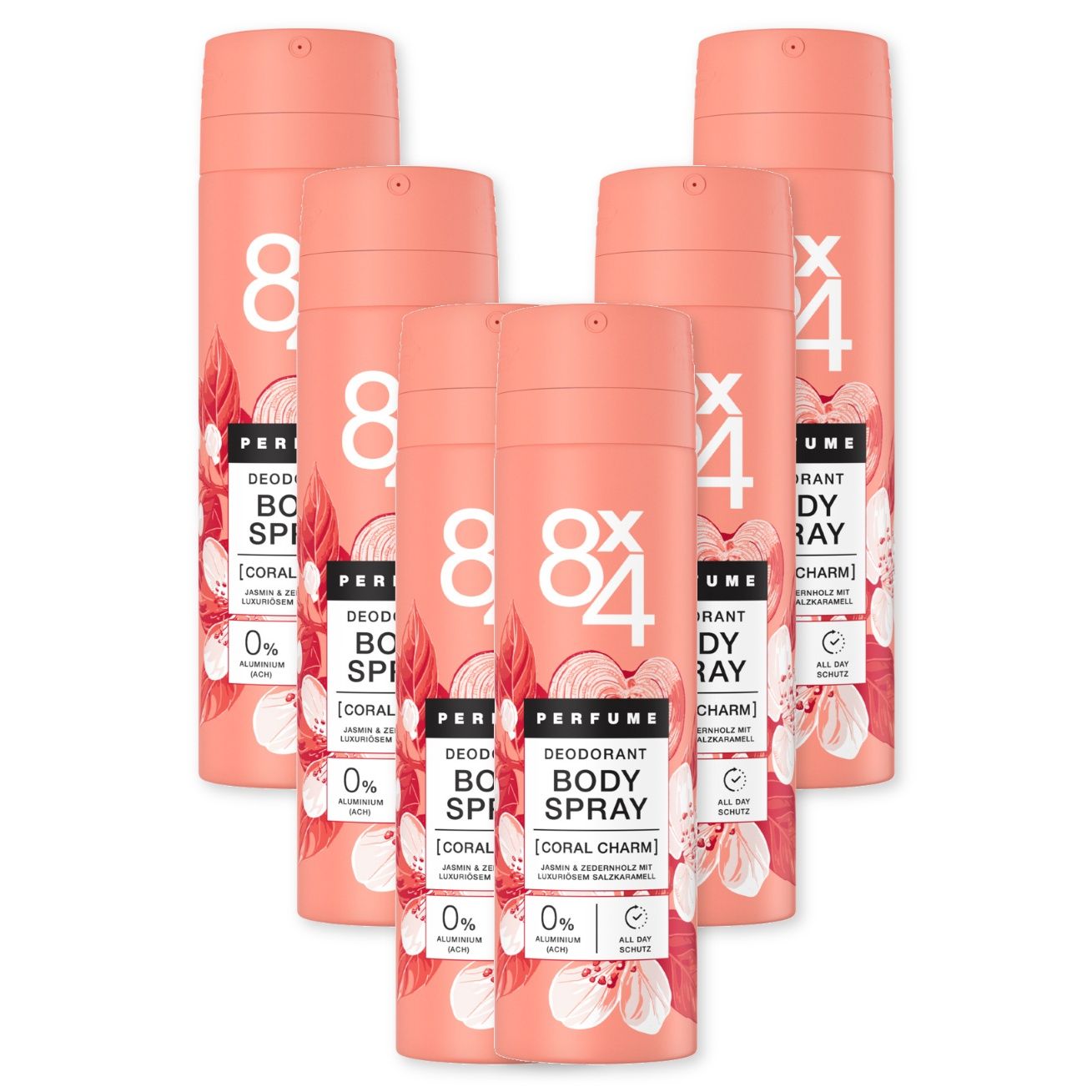 8X4 Body Spray Coral Charm 6x150 ml Deospray