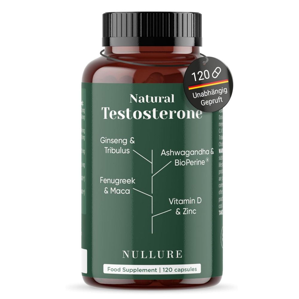 Nullure Testosteron – mit Maca Tribulus Bockshornklee Ashwagandha und Ginseng 120 St Kapseln