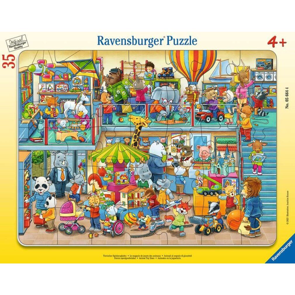 Kinderpuzzle Tierischer Spielzeugladen (35 Teile, Rahmenpuzzle)