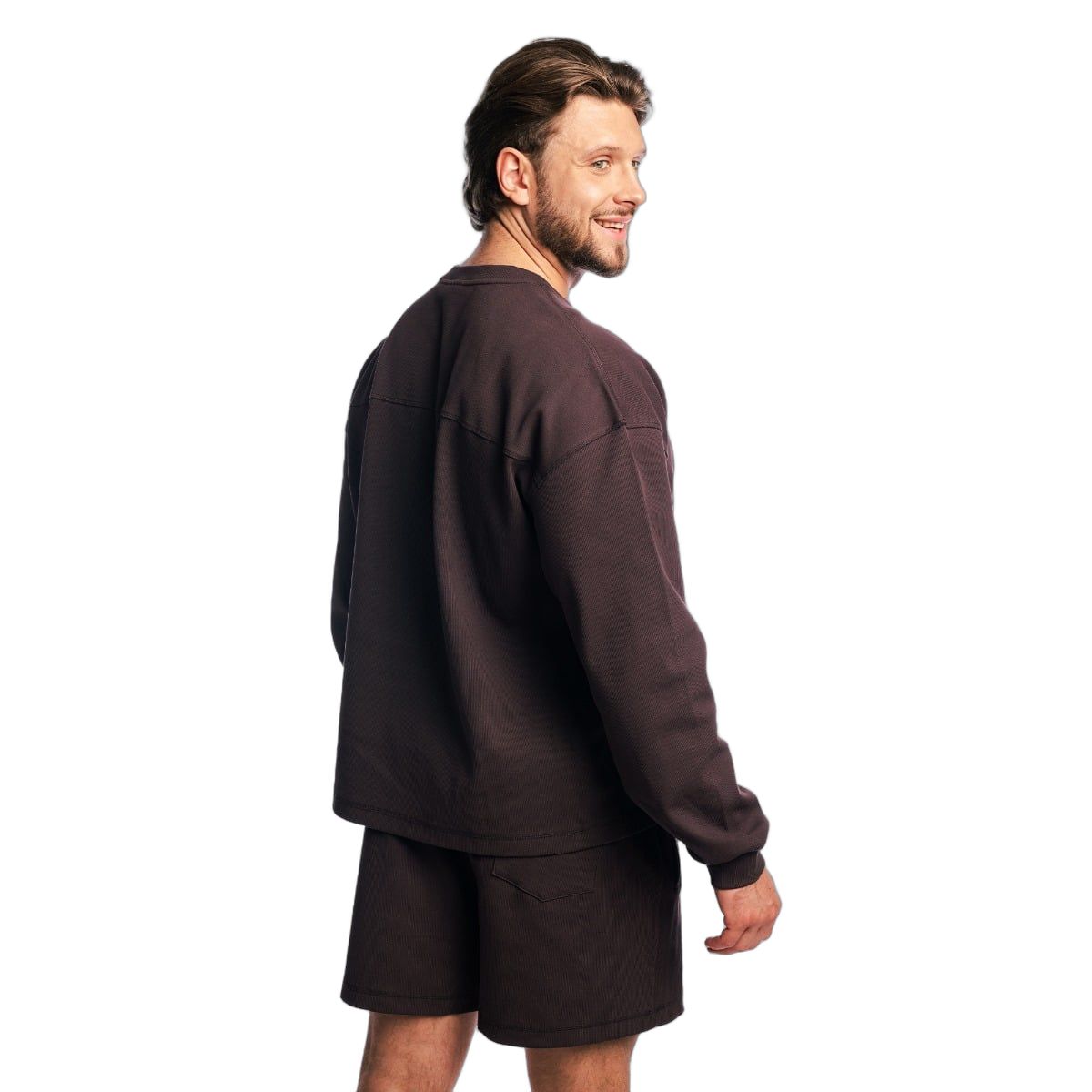 Herren Oversized Sweatshirt in Tee Brown, Ansicht von hinten.