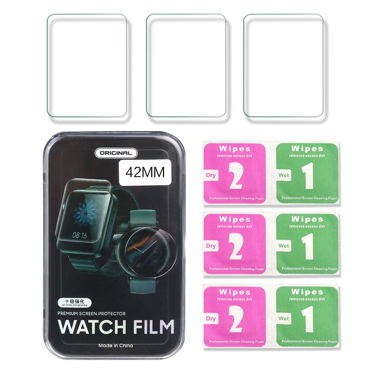 Platyne 3er-Set Schutzfolien für Apple Watch 42 mm