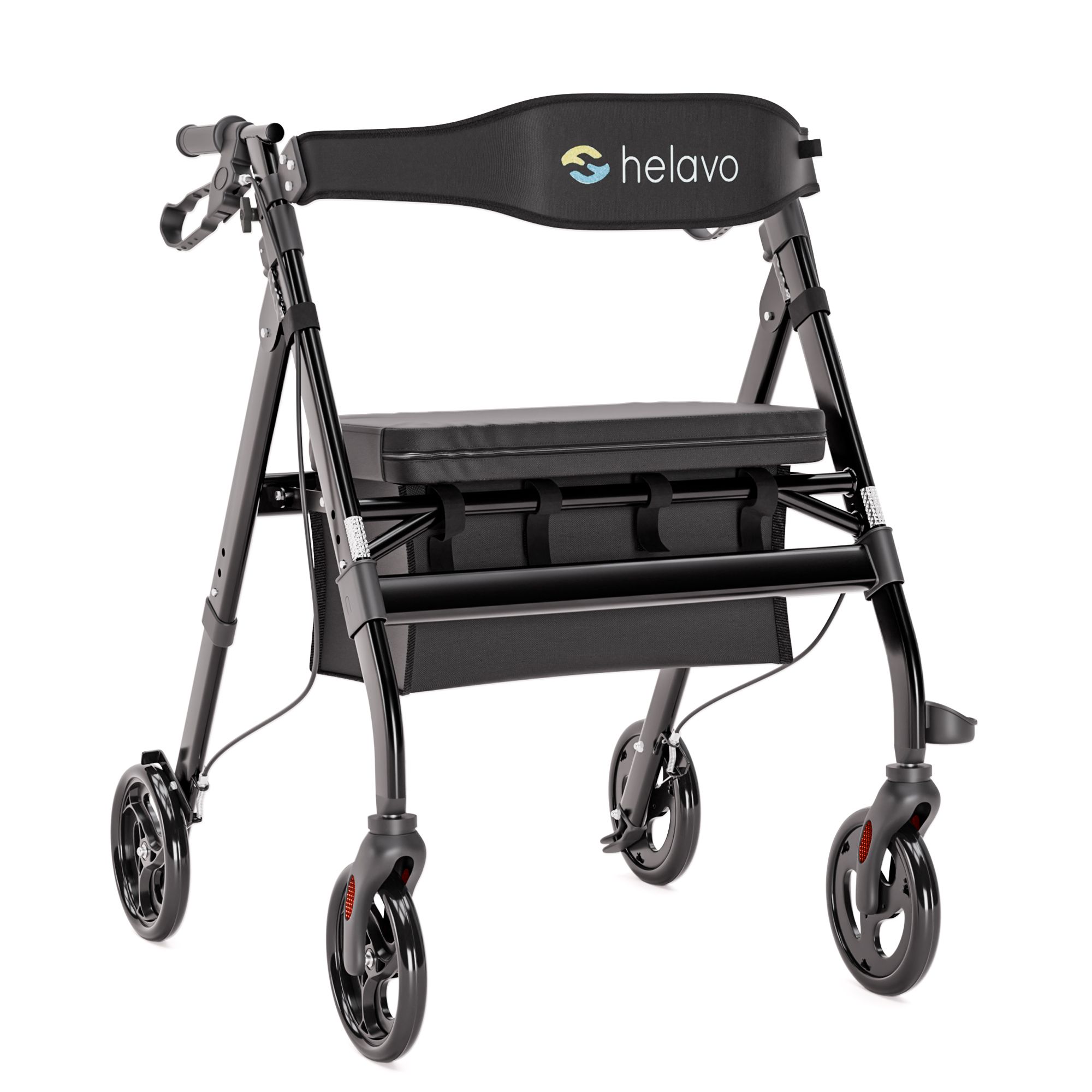 Helavo Rollator extra breit, faltbarer, mit höhenverstellbarem Sitz, bis 226 kg