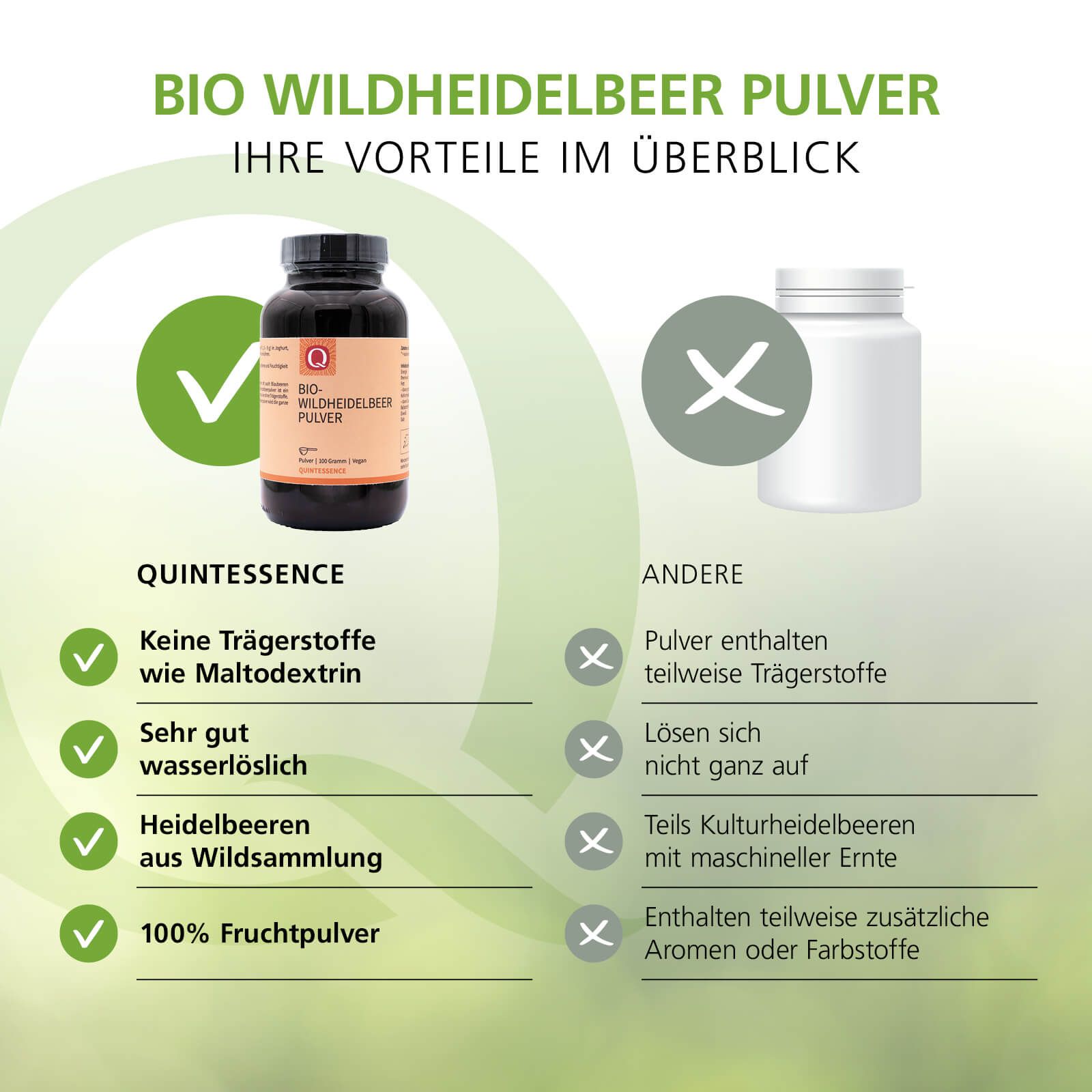 Bio Wildheidelbeer Pulver in Bioqualität von Quintessence 100 g