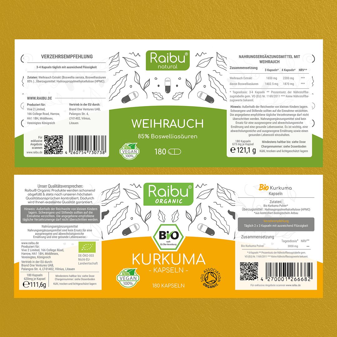 RAIBU Gelenk & Entzündungs Duo - Weihrauch + Kurkuma BIO