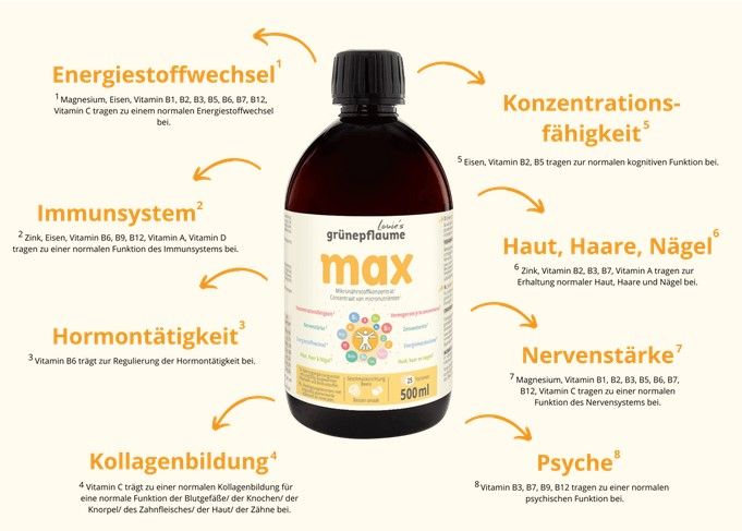 MAX - Multivitamin Mineralstoff Kombi Saft Immunstärkung 500 ml Flaschen