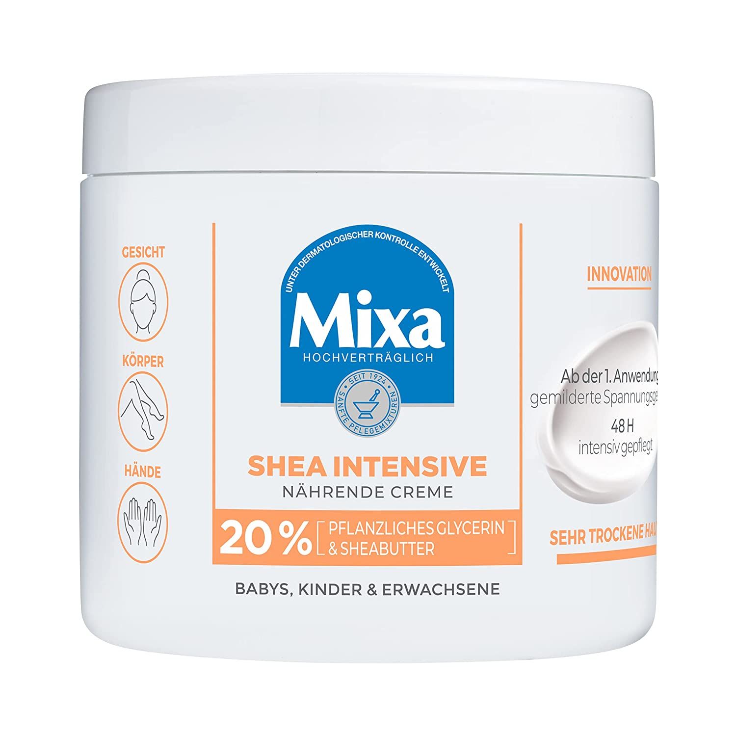Mixa Intensive Nährende Creme mit 20% pflanzlichem Glycerin und Sheabutter für sehr trockene Haut