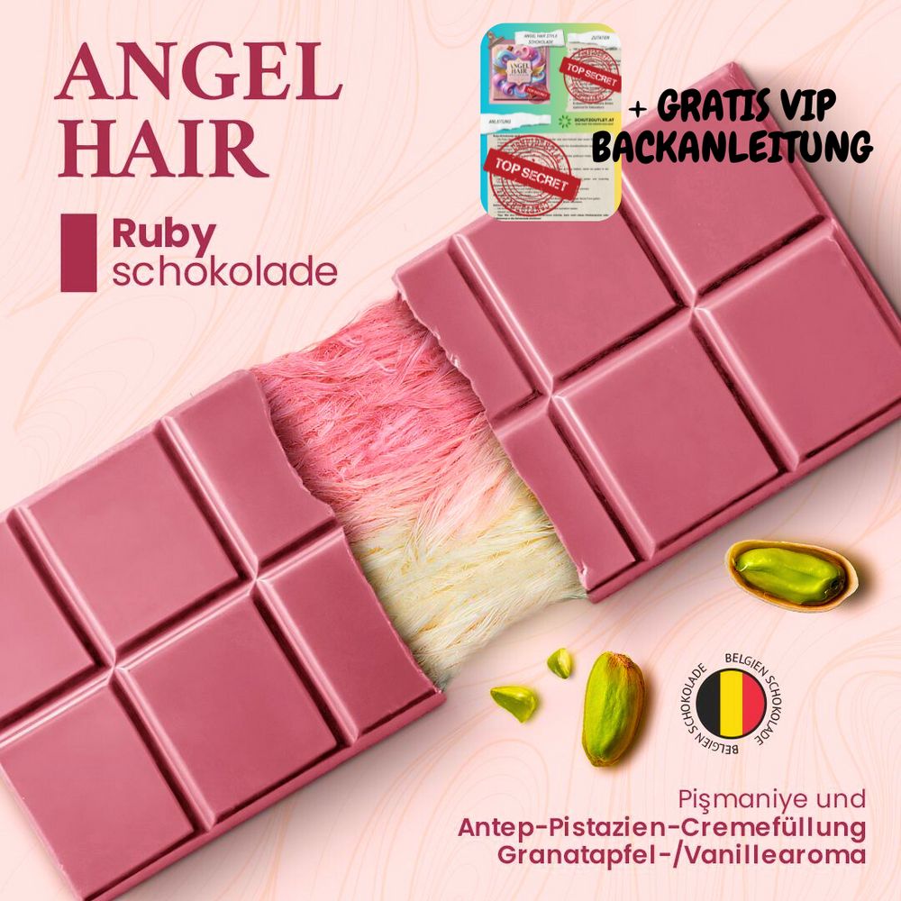 muah Angel Hair Ruby Schokolade mit Zuckerwatte + Gratis Backanleitung
