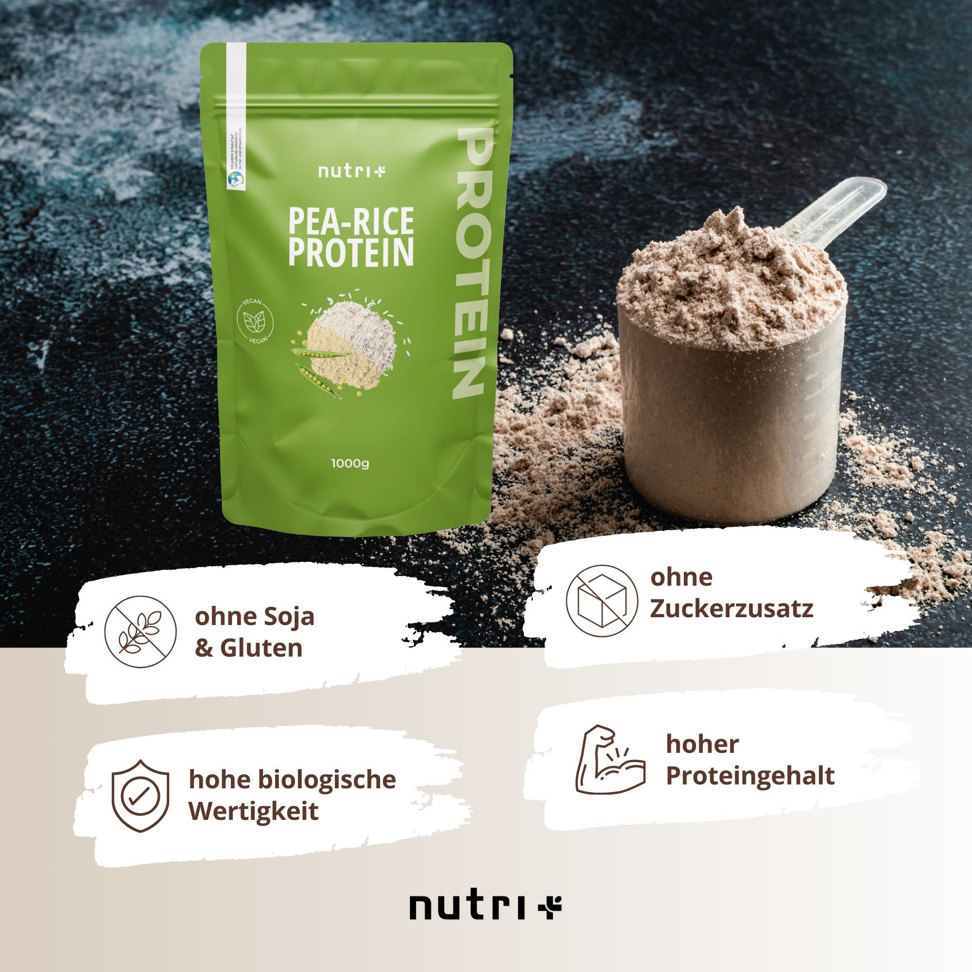 Nutri+ Pea Rice Protein 1000 g Pulver