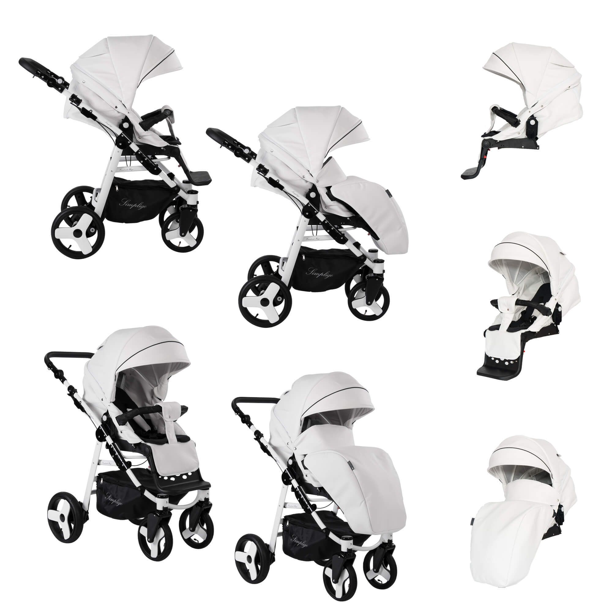 Friedrich Hugo Simpligo 3 in 1 Kinderwagen mit original Maxi Cosi, Weiß (Kunstleder)