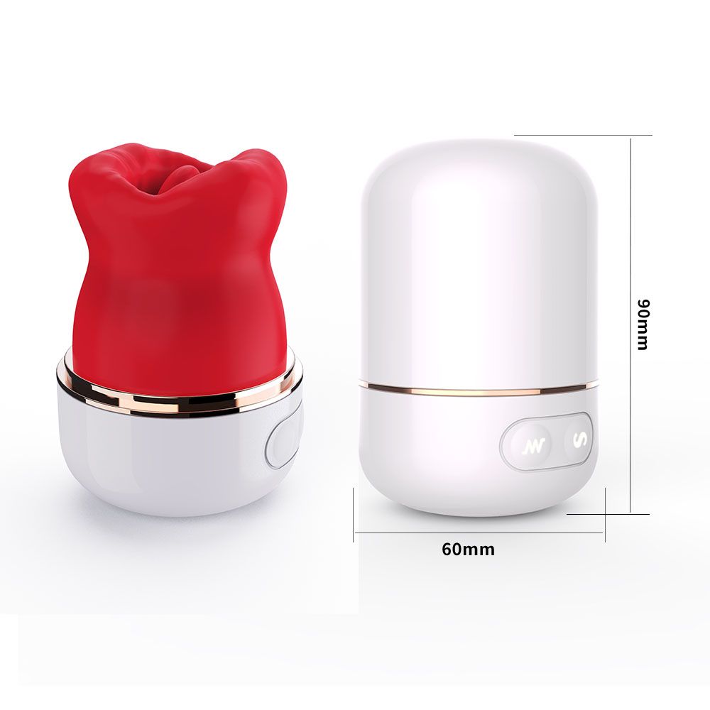 Produkt mit rotem Aufsatz und weißem Sockel. Daneben ein weißes Element mit Maßen: 90mm hoch, 60mm breit.