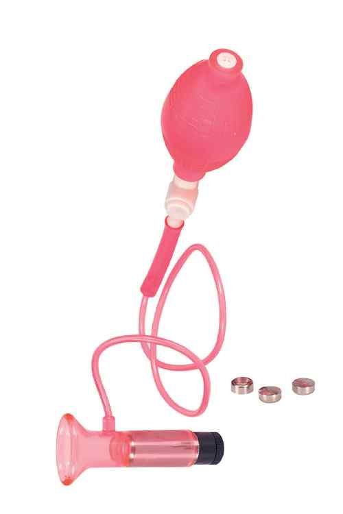 Clitoral Vibrating Pump Clear Hot Pink