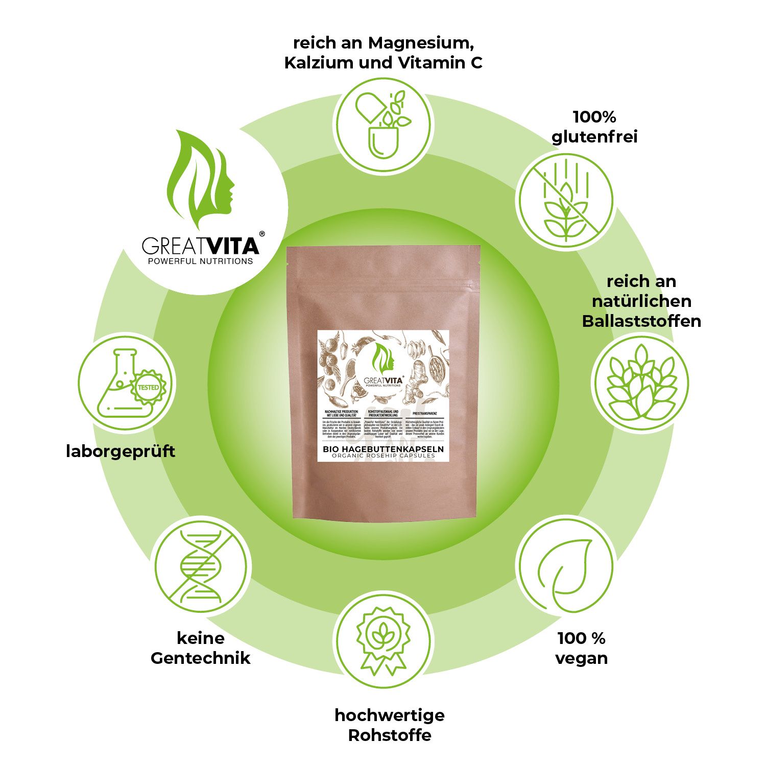 GreatVita Bio Hagebuttenpulver Kapseln