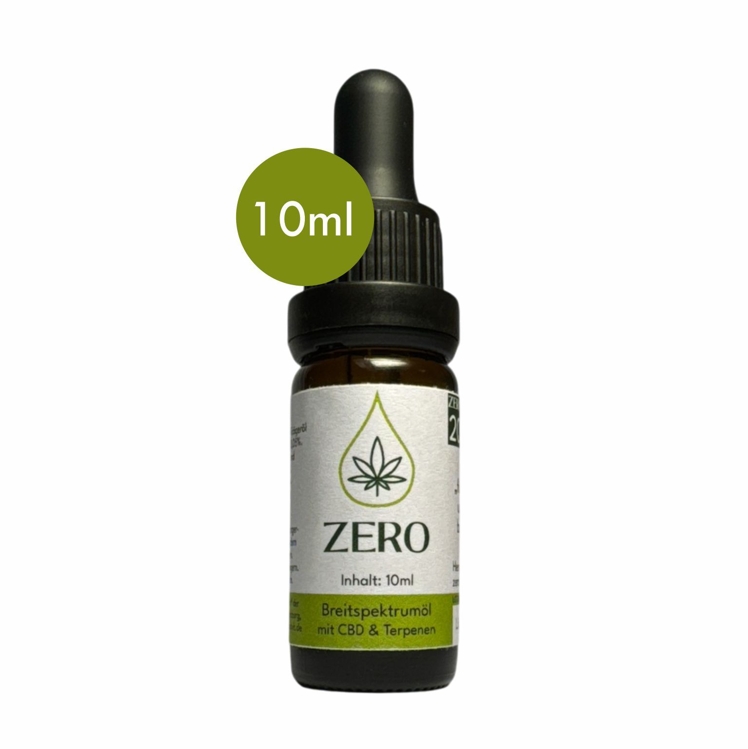 CBD Aromaöl Flasche mit Pipette, 10ml Inhalt, Breitspektrumöl mit CBD & Terpenen.