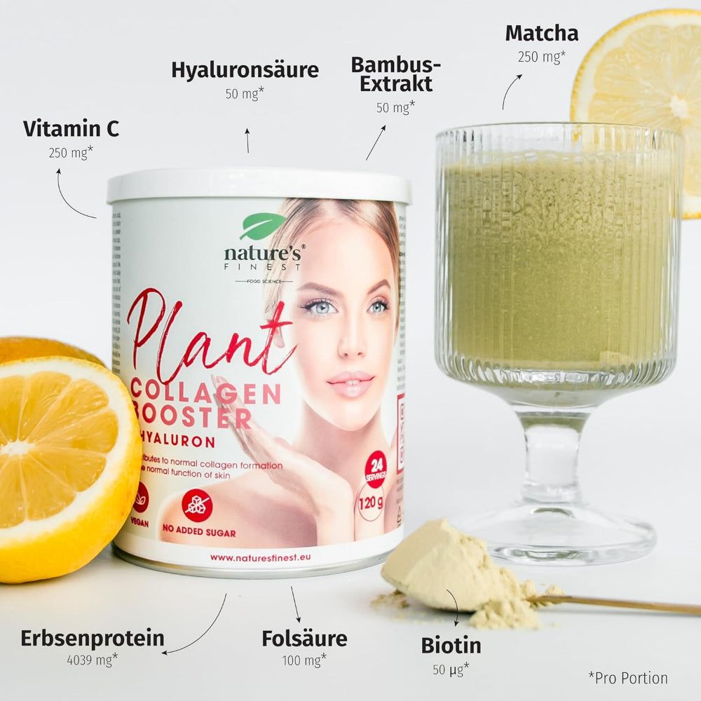 Nature's Finest pflanzliches Kollagen Booster - Vegane Kollagen Booster mit Hyaluronsäure und Biotin