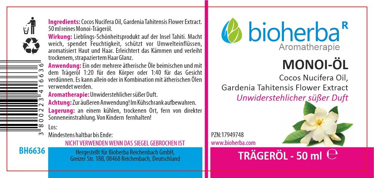 Bioherba Monoi-Öl Reines Monoi-Trägeröl