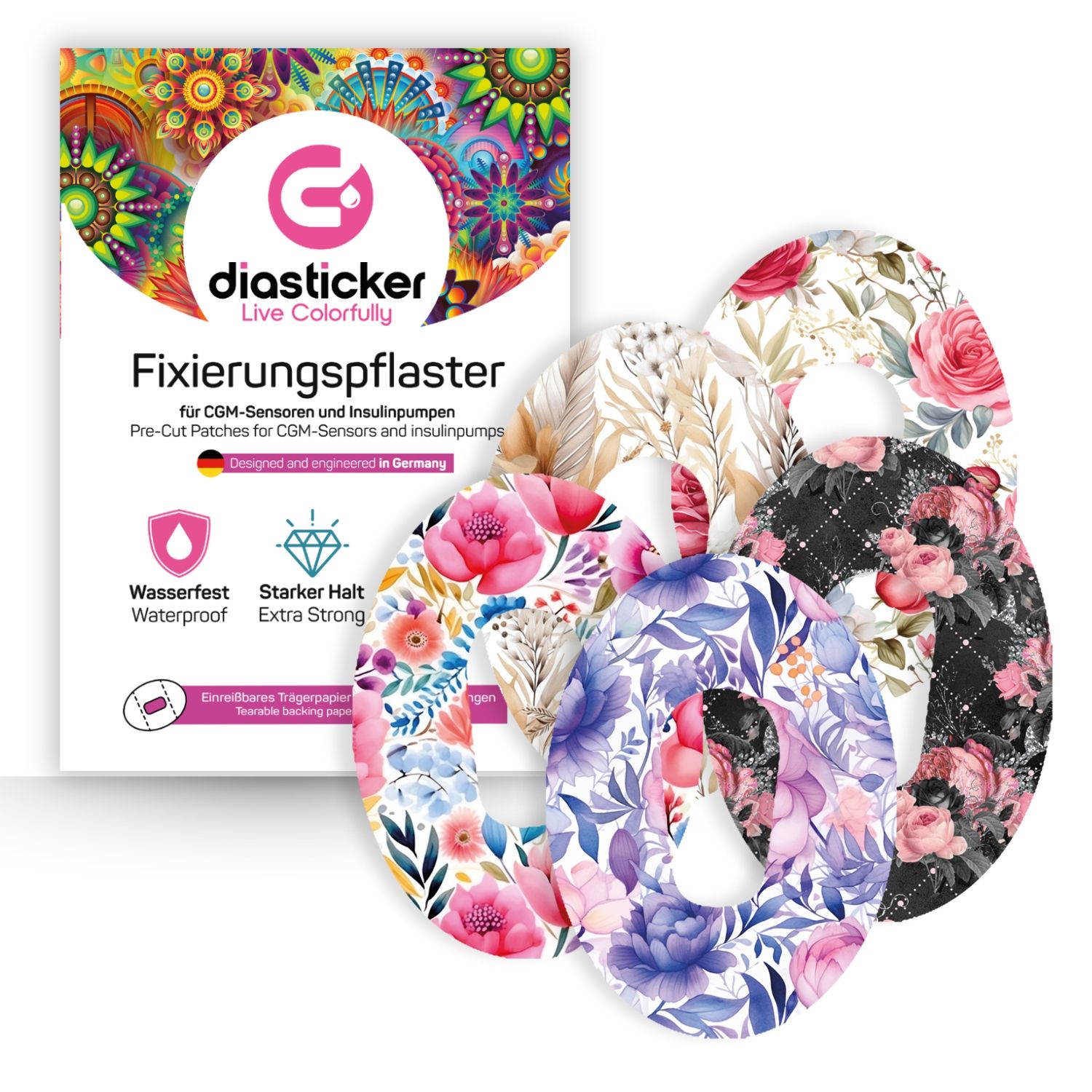 Diasticker® Dexcom G6 Fixiertapes "Flowers Collection"