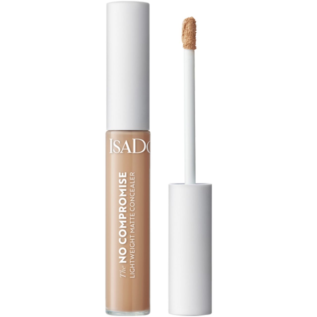 Concealer-Tube mit Applikator. Aufschrift: IsaDora, The No Compromise, Lightweight Matte Concealer.