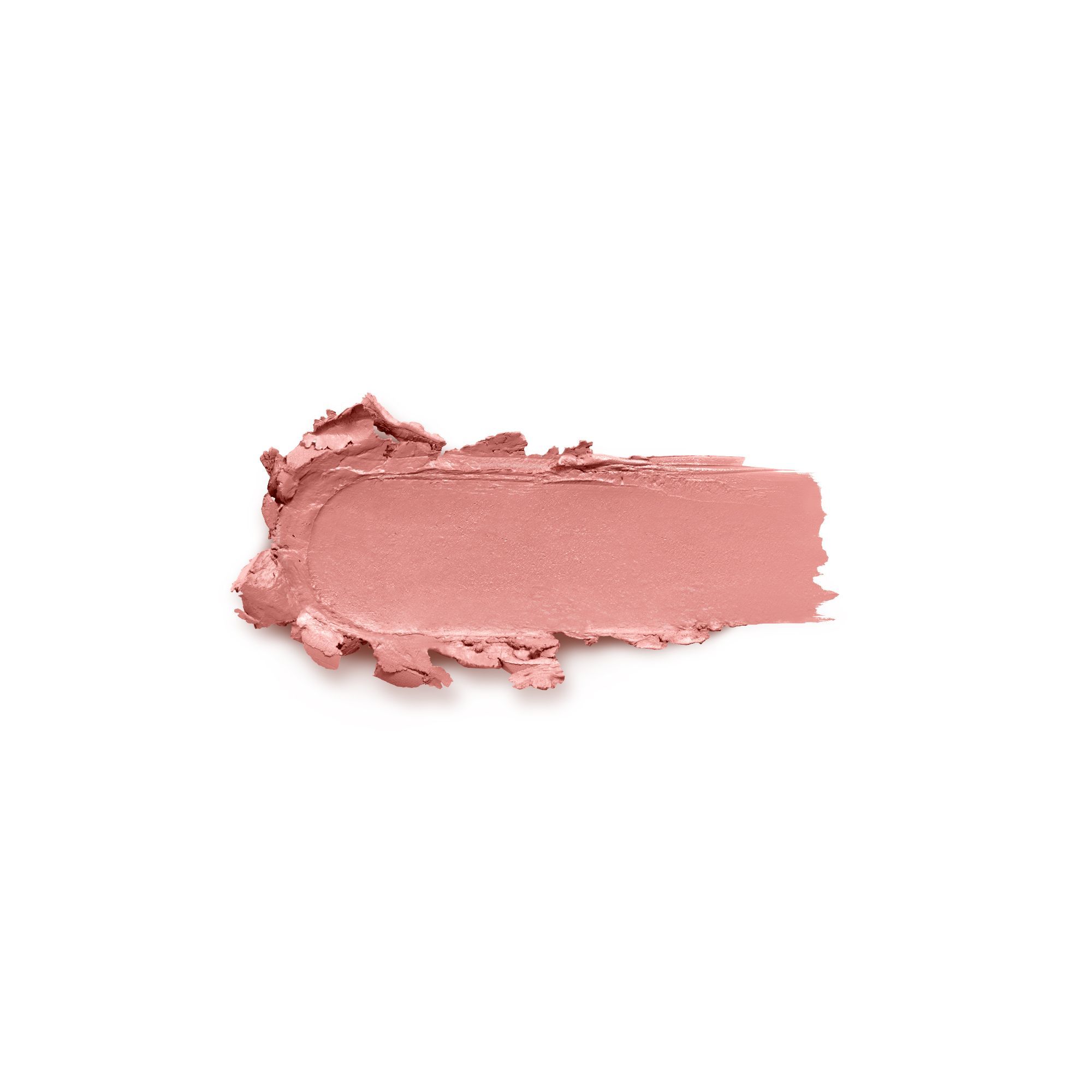 Abstrich von rosafarbenem Lippenstift. Die Textur ist cremig und uneben.