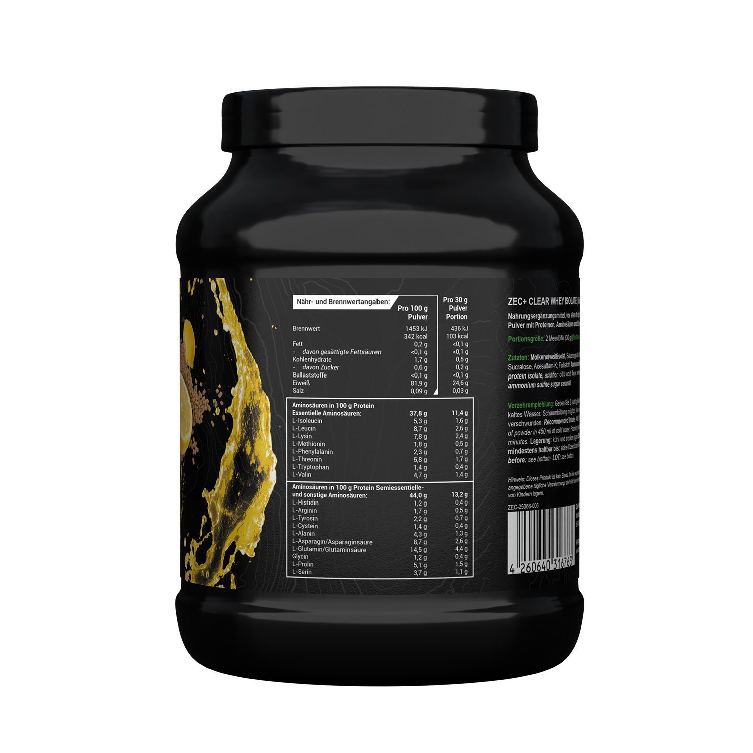 Zec+ Clear Whey Isolate Protein/ Eiweiß Krümeltee-Zitrone 450 GR Pulver