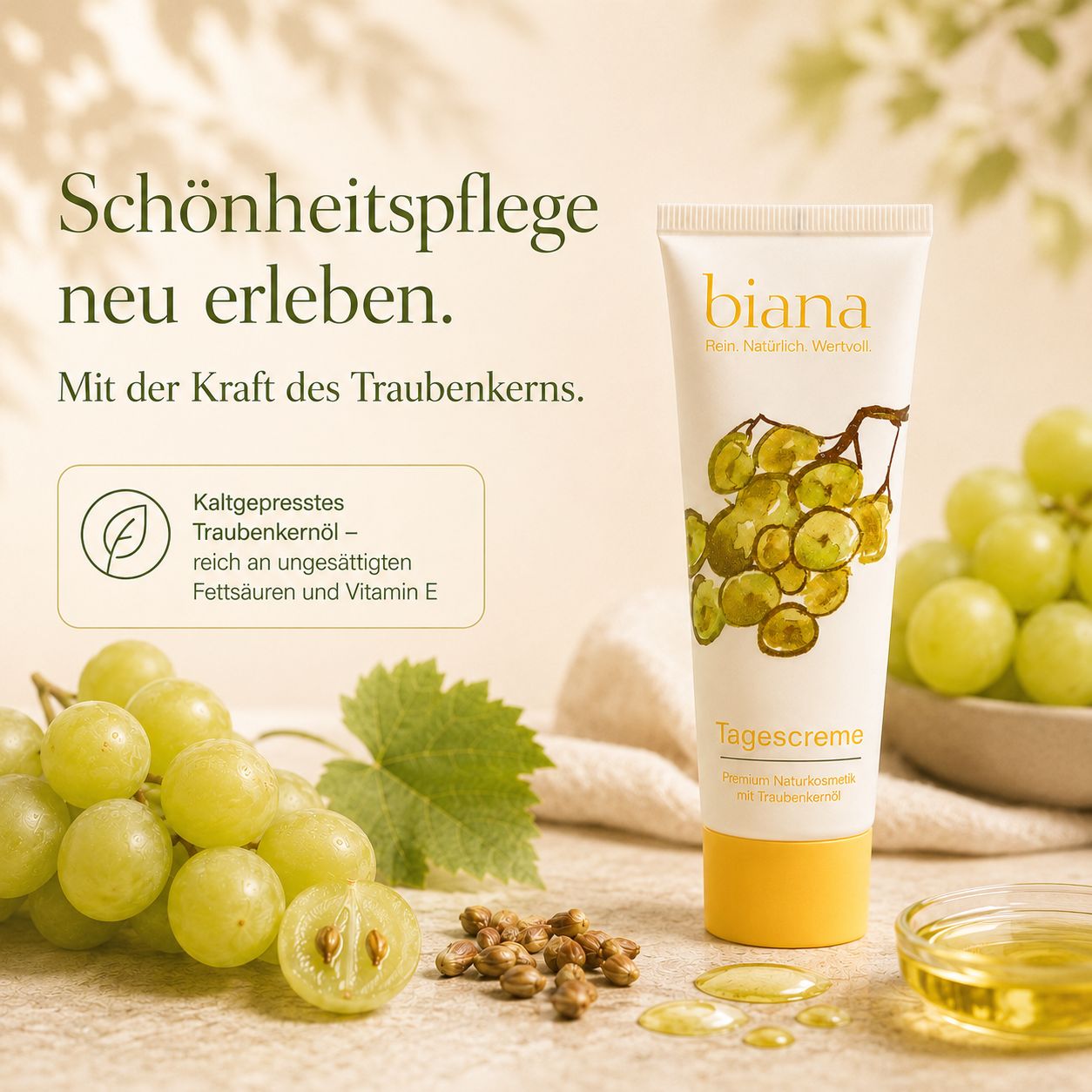 biana Tagescreme – Premium Naturkosmetik mit Traubenkernöl