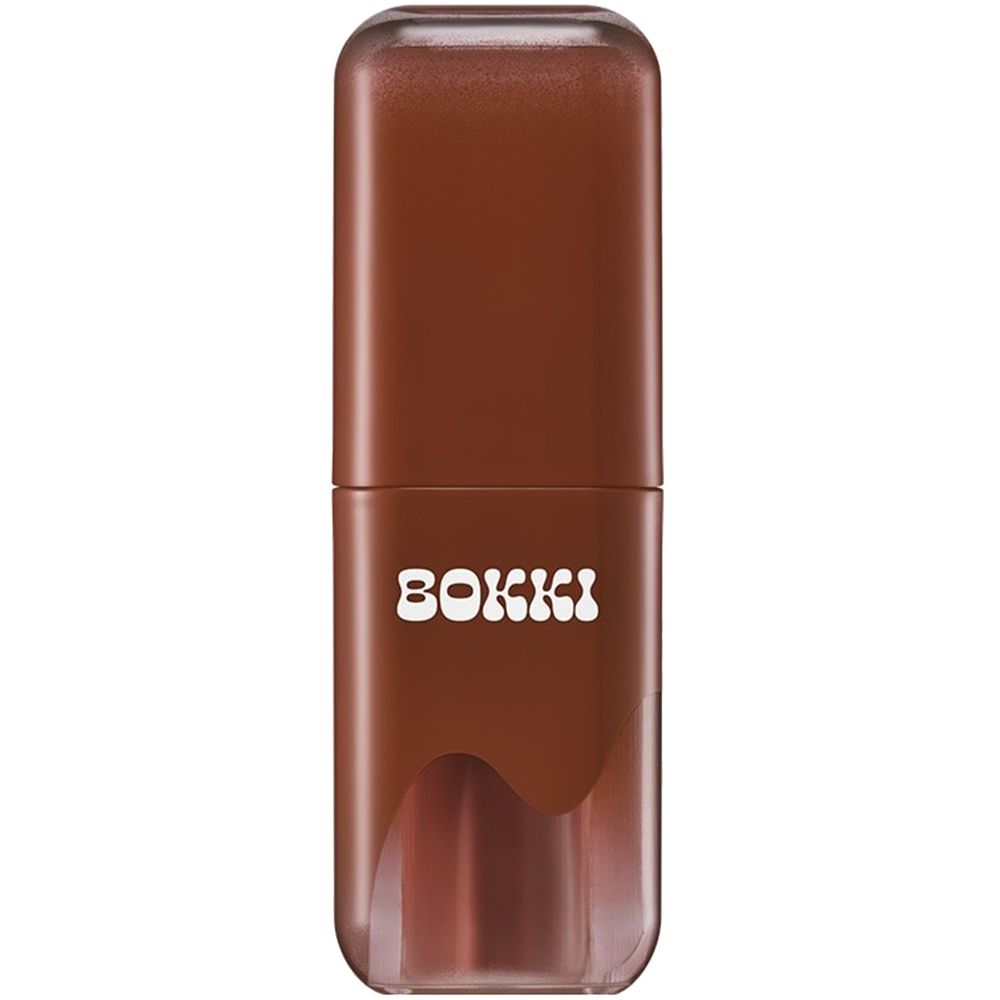 Lippentönung in brauner Hülle. Der Schriftzug "BOKKI" ist sichtbar. Die Hülle ist rechteckig mit abgerundeten Ecken.