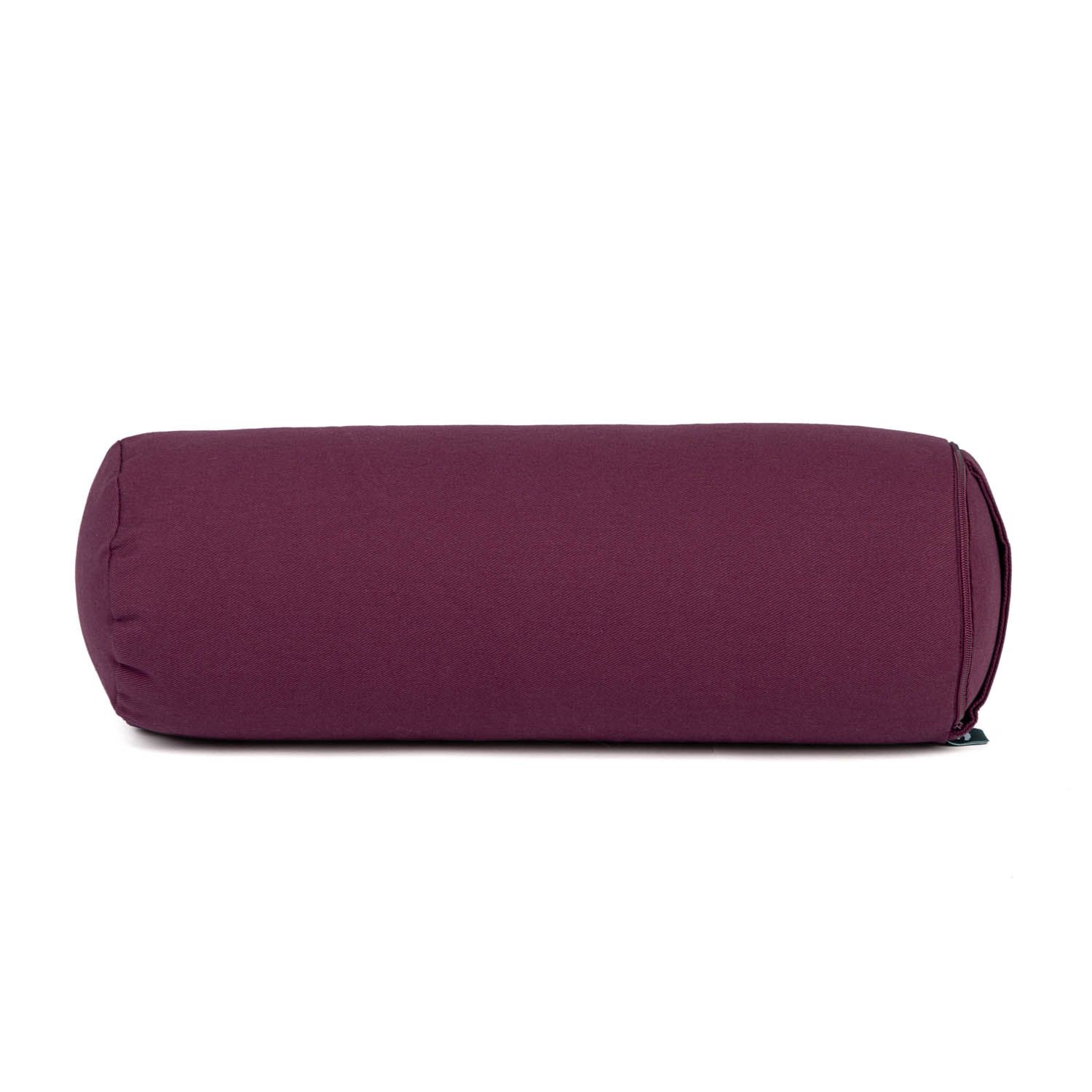 Yoga Mini-Bolster (rund), Nackenrolle, ECO, Buchweizenschalen  Aubergine