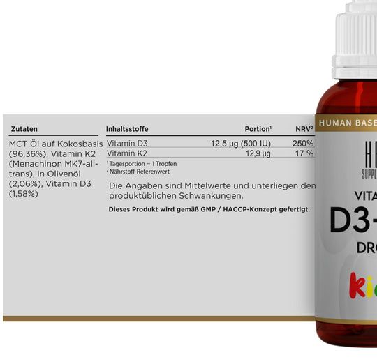 HBN Supplements - Vitamin D3/K2 Kids 10 ml Tropfen