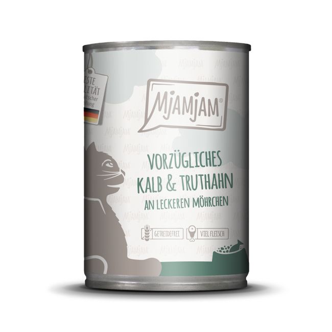 MjAMjAM - vorzügliches Kalb & Truthahn an leckeren Möhrchen 400 g Futter