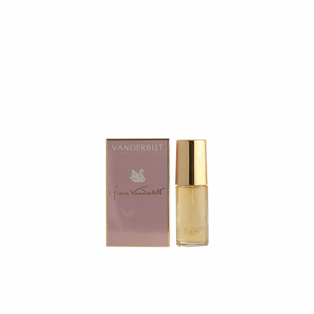 Eau de Toilette Spray und Verpackung. Rosa Verpackung mit Schriftzug VANDERBILT und Schwan-Logo. Goldfarbener Sprühkopf.