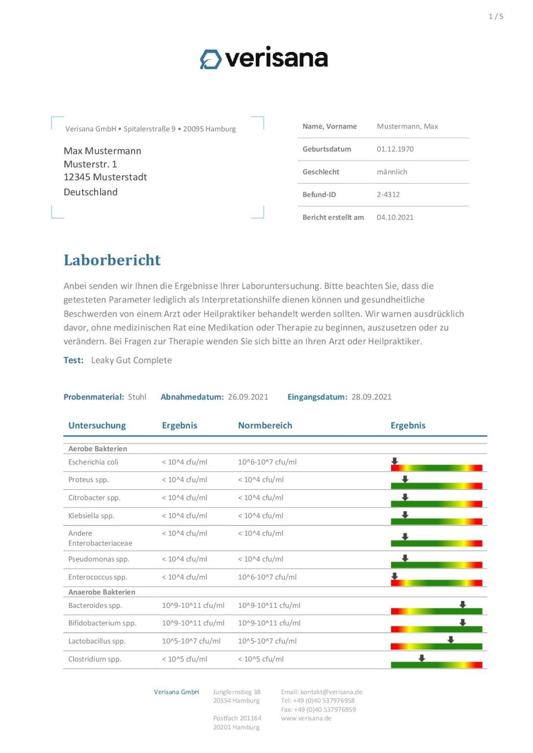 Verisana Leaky Gut Test Complete 1 St